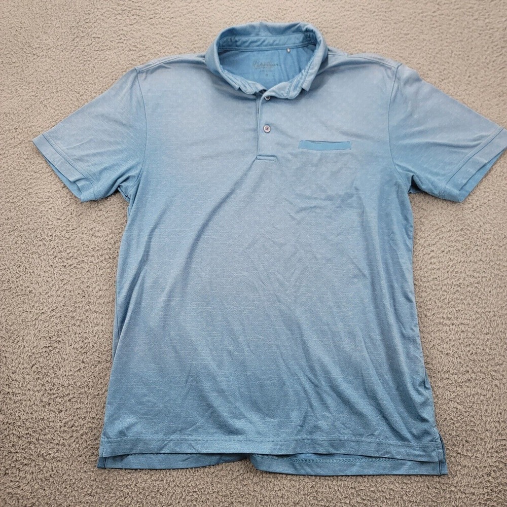 Walter Hagan Shirt Mens Medium Blue Short Sleeve Casual Preppy Golf Pocket